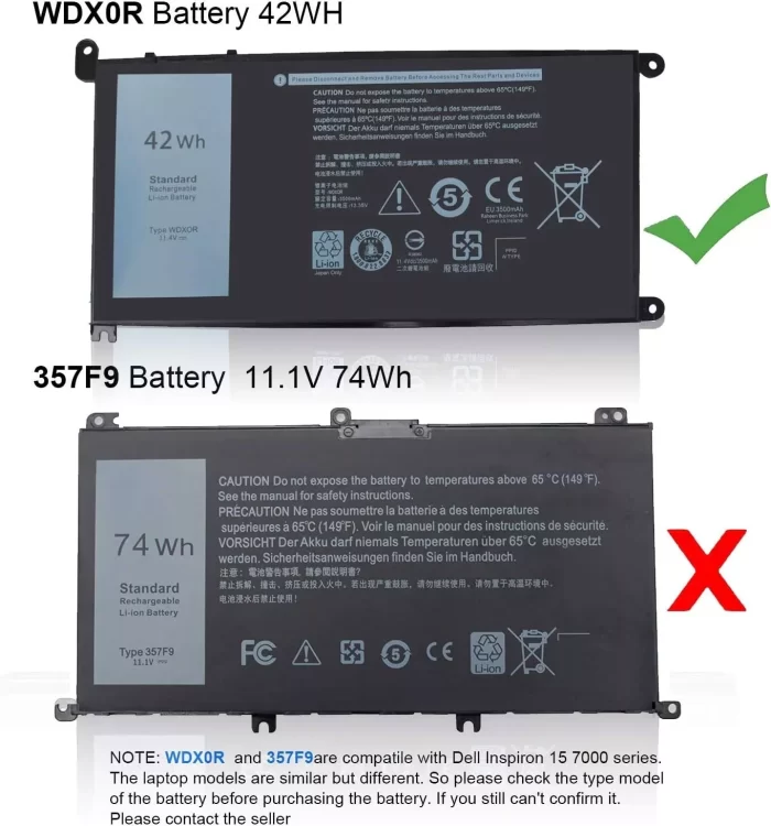 WDX0R Laptop Battery For DELL Inspiron 42Wh 15 5567 5568 13 5368 7368 7569 7579 - Image 6